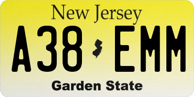 NJ license plate A38EMM