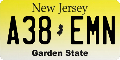 NJ license plate A38EMN