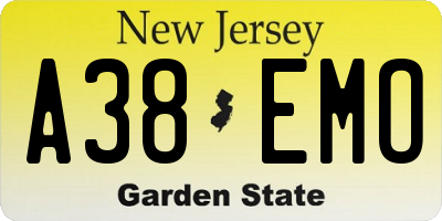 NJ license plate A38EMO