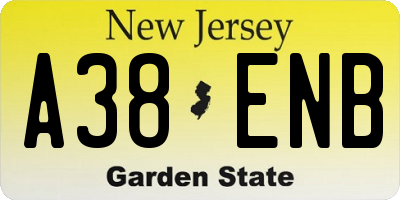 NJ license plate A38ENB