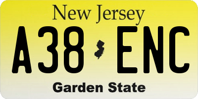 NJ license plate A38ENC