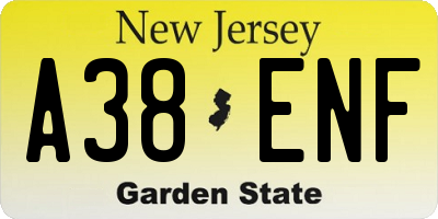 NJ license plate A38ENF