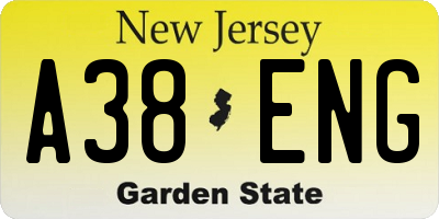 NJ license plate A38ENG