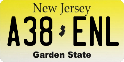 NJ license plate A38ENL