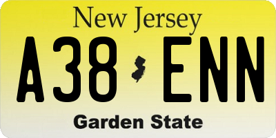 NJ license plate A38ENN