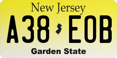 NJ license plate A38EOB