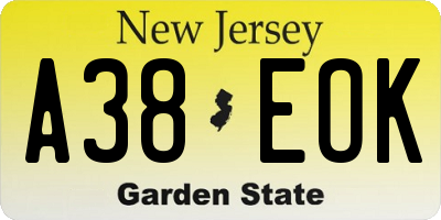 NJ license plate A38EOK