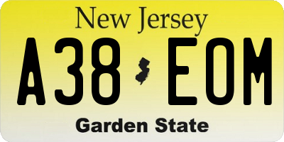 NJ license plate A38EOM