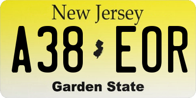 NJ license plate A38EOR