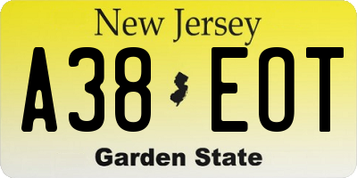 NJ license plate A38EOT
