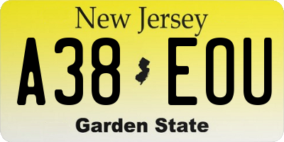 NJ license plate A38EOU