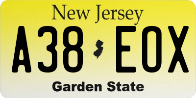 NJ license plate A38EOX