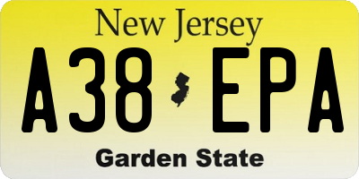 NJ license plate A38EPA