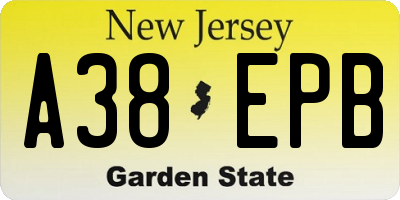 NJ license plate A38EPB