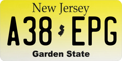 NJ license plate A38EPG