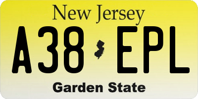 NJ license plate A38EPL
