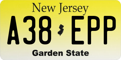 NJ license plate A38EPP