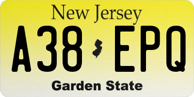 NJ license plate A38EPQ