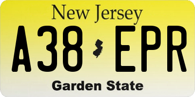 NJ license plate A38EPR