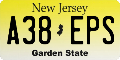 NJ license plate A38EPS