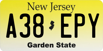 NJ license plate A38EPY