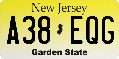 NJ license plate A38EQG
