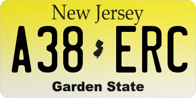 NJ license plate A38ERC