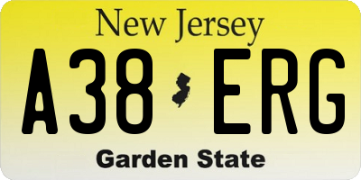 NJ license plate A38ERG