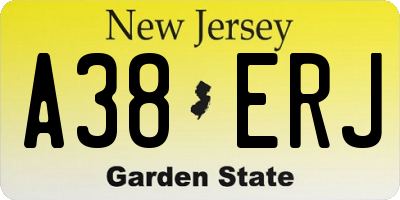 NJ license plate A38ERJ