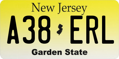 NJ license plate A38ERL