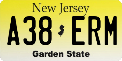 NJ license plate A38ERM