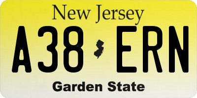NJ license plate A38ERN