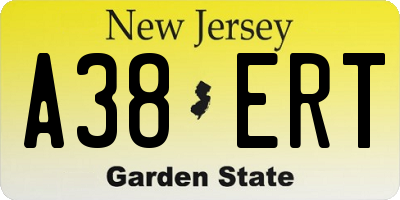 NJ license plate A38ERT
