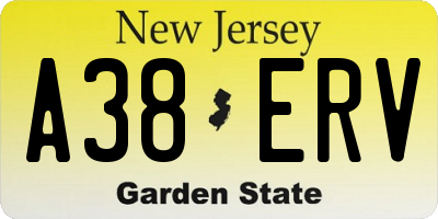 NJ license plate A38ERV