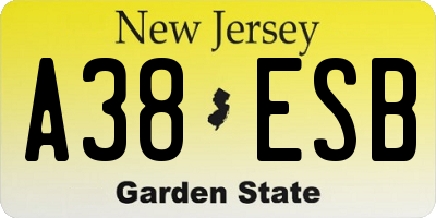 NJ license plate A38ESB