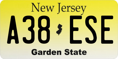 NJ license plate A38ESE