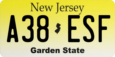 NJ license plate A38ESF