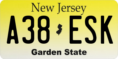 NJ license plate A38ESK