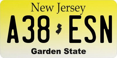 NJ license plate A38ESN