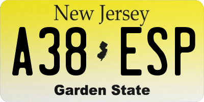NJ license plate A38ESP