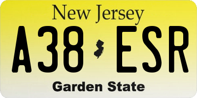 NJ license plate A38ESR