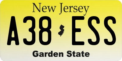 NJ license plate A38ESS