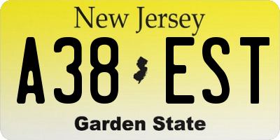 NJ license plate A38EST