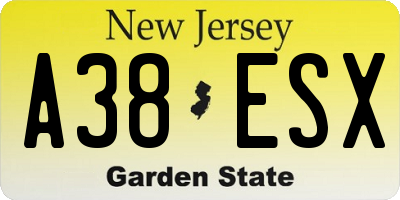 NJ license plate A38ESX