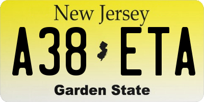NJ license plate A38ETA