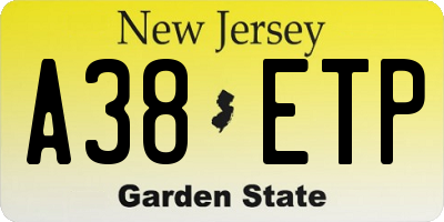 NJ license plate A38ETP
