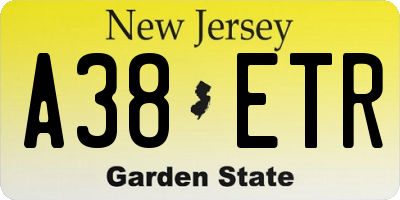 NJ license plate A38ETR