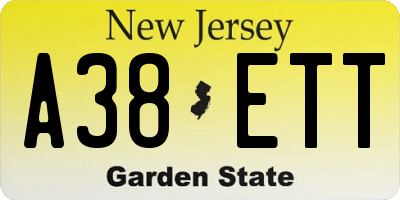 NJ license plate A38ETT