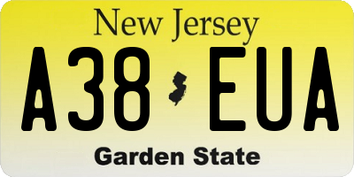 NJ license plate A38EUA