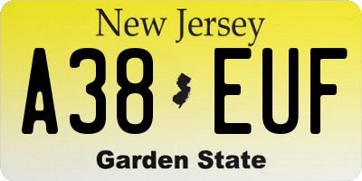 NJ license plate A38EUF